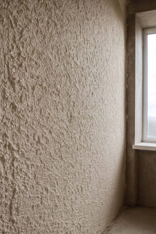 سطح زبر و آماده‌شده دیوار با گچ زیرکار قبل از گچ سفید