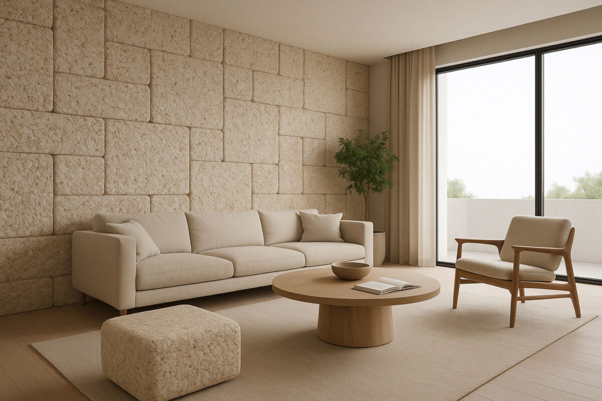 طراحی داخلی مدرن با دیوار ساختهشده از پنل قارچی