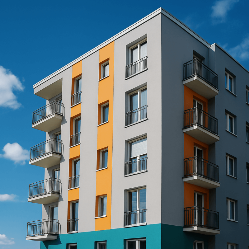 نمای مدرن ساختمان پوششدادهشده با رنگ نانویی ساختمان با خاصیت خودتمیزشونده