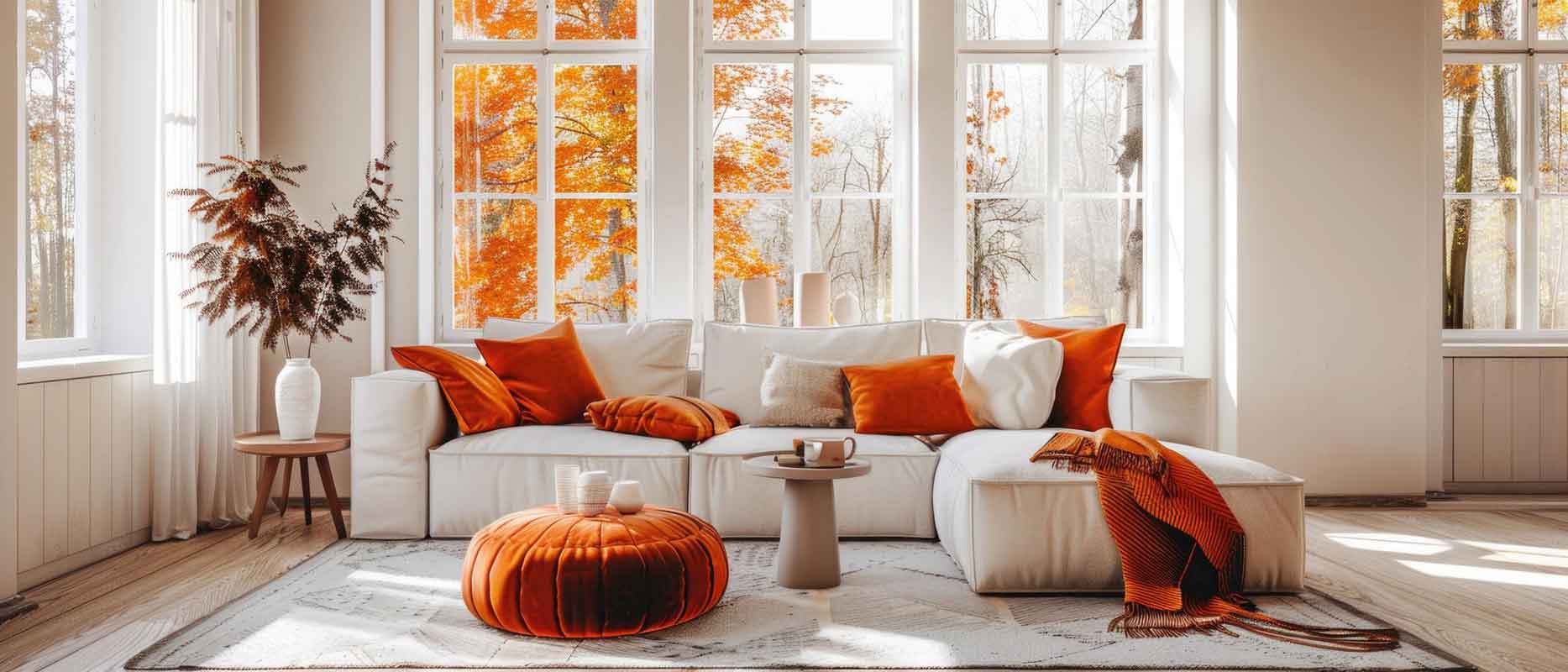 طراحی داخلی یک فضای نشیمن با نور طبیعی، رنگ&zwnj;های شاد و چیدمان دلپذیر که حس سرزندگی و آرامش را ایجاد می&zwnj;کند